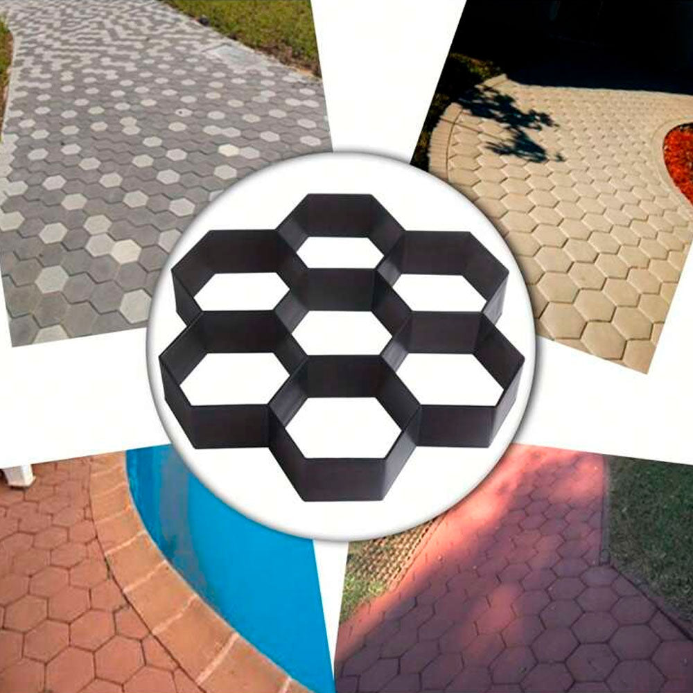 Molde para camino de concreto hexagonal