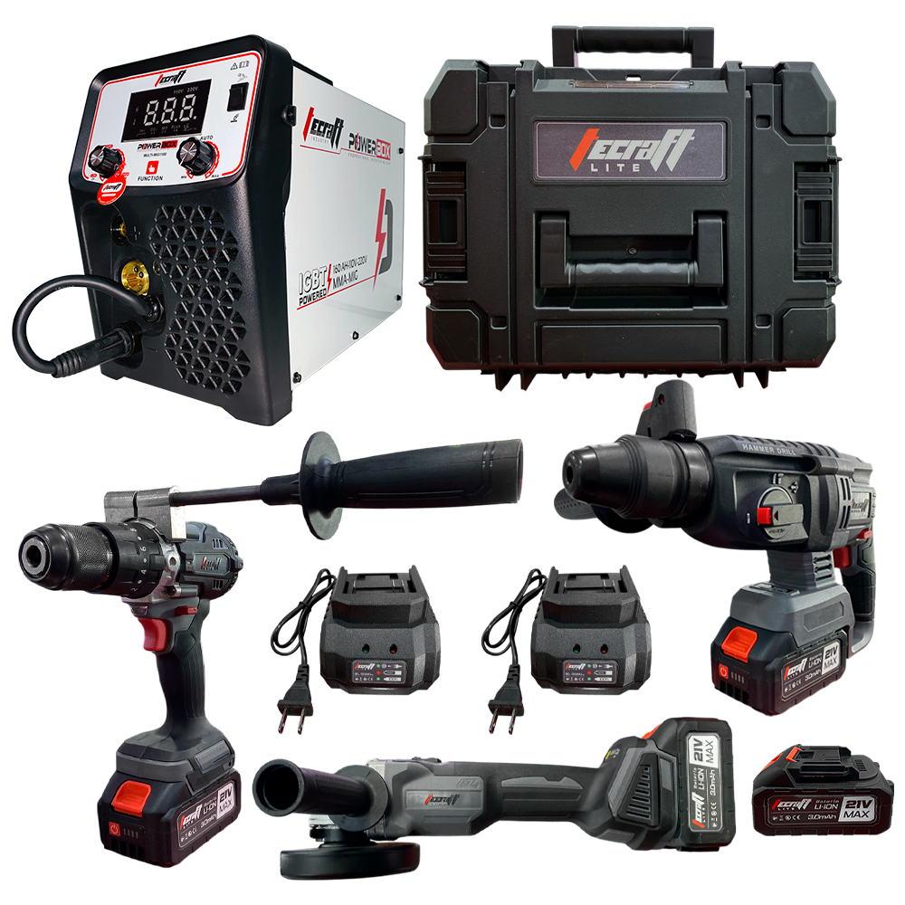 SOLDADOR MMA/MIG/ TIG LIFT 160AH 110/220V + KIT DE HERRAMIENTAS INALÁMBRICAS