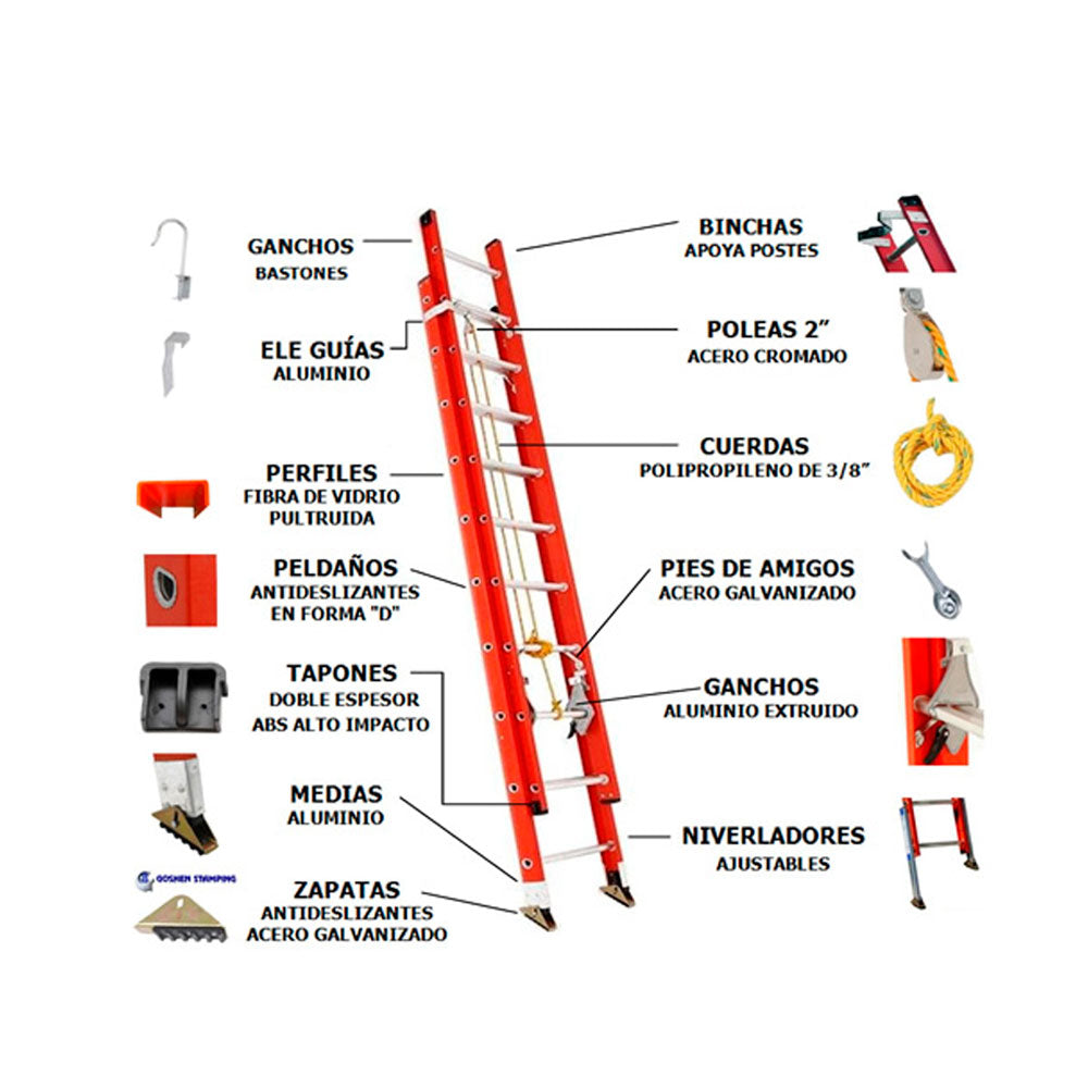 Escalera Extensible de Fibra de Vidrio