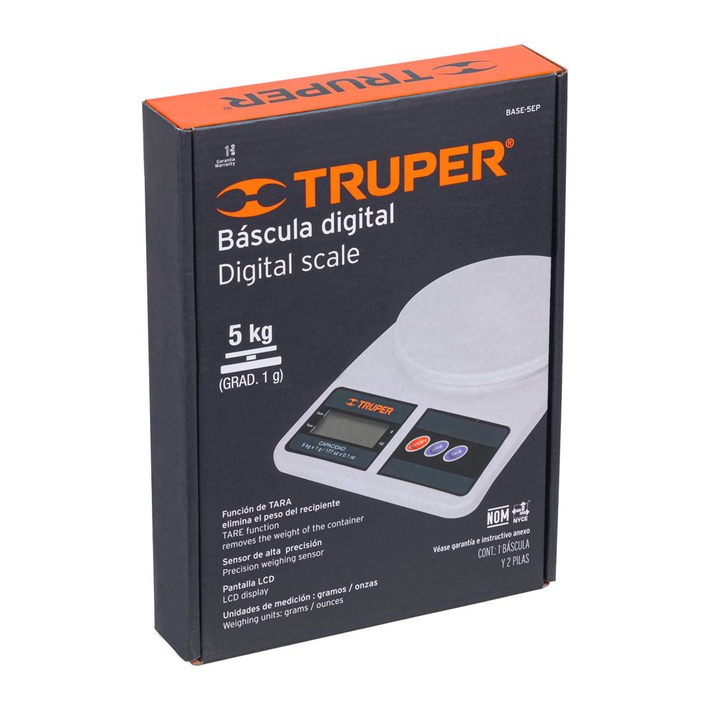 Báscula Gramera Digital para Cocina Hasta 5 Kg 