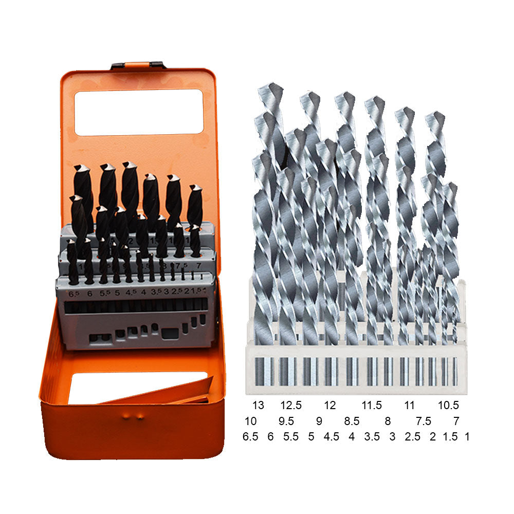 Coffret 25 Forets Métal HSS Tivoly - 1 à 13mm Pointe Croix - Qualité Professionnelle