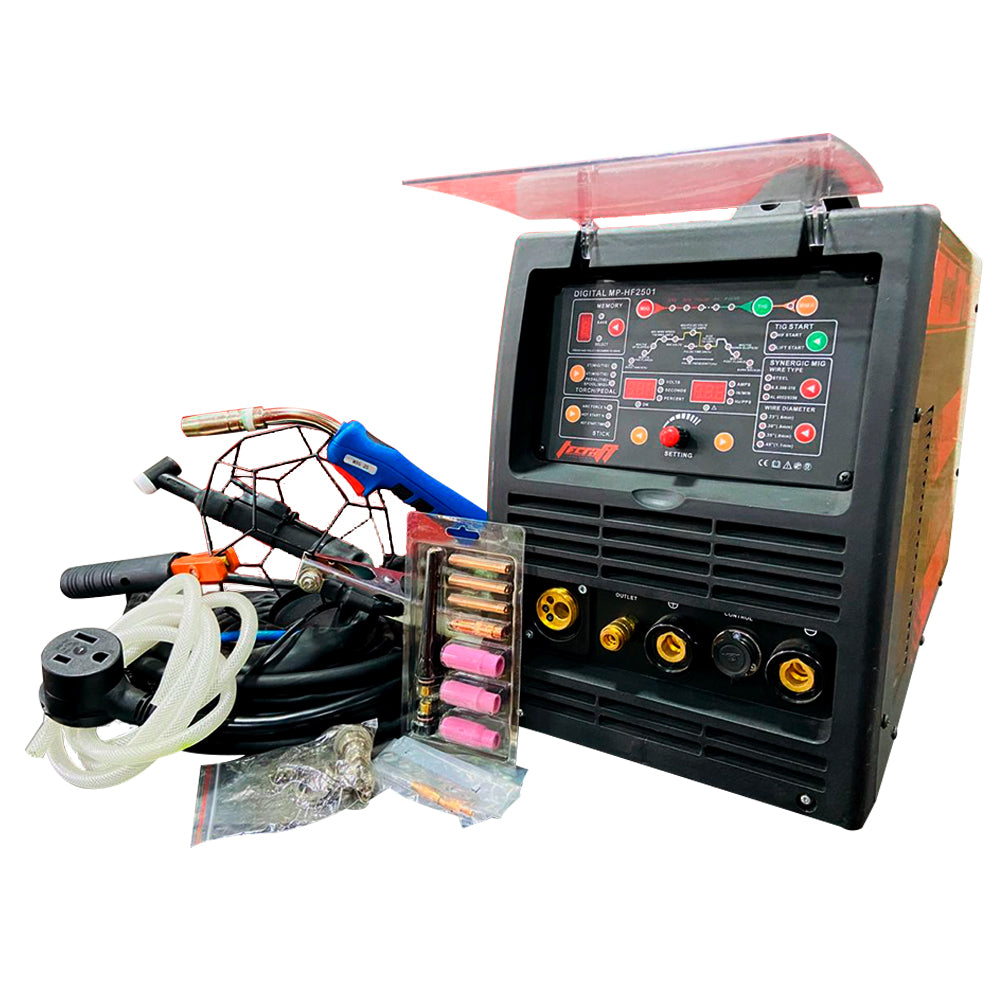 Soldador inversor Multiproceso MMA/TIG HF/MIG 250Ah 110V/220V
