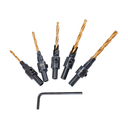Set de Brocas Avellanadoras de 5 Piezas