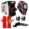 SOLDADOR INVERSOR 120AH + PULIDORA INDUSTRIAL 4.1/2" + CARETA FOTOSENISBLE + 2 ROLLOS FLUX CORED + GUANTES DE CARNAZA