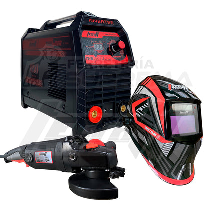 Combo Soldador inversor proceso MMA/TIG LIFT de 160Ah 110V/220V + Careta fotosensible True Color + Pulidora Industrial 1400w