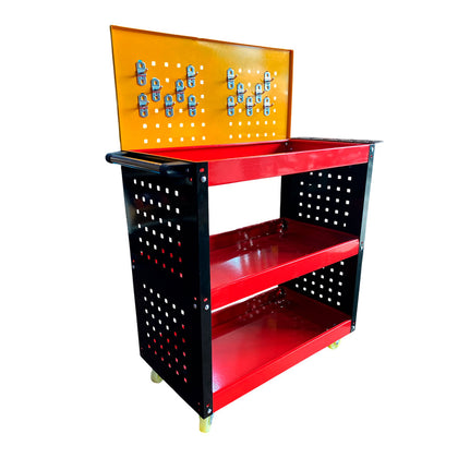 Carro Porta Herramientas de 3 Niveles con panel frontal.