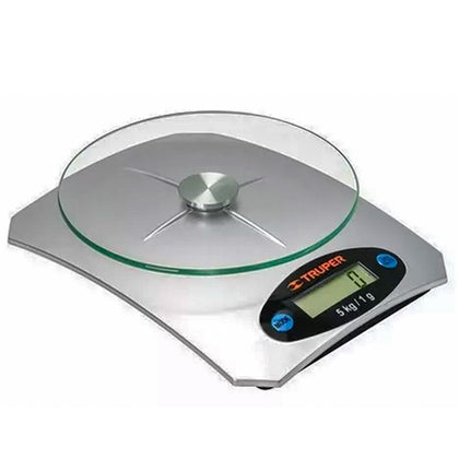 Báscula digital con base de vidrio capacidad 5 kg