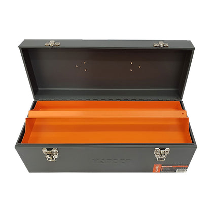 Caja de herramientas fabricada en lámina de acero laminado en frío, marca Harden Tools.