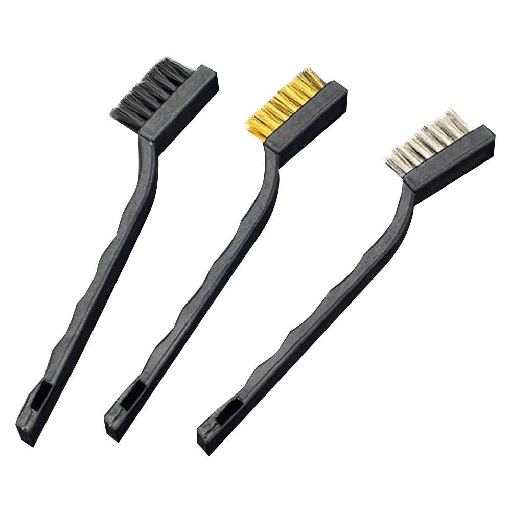 Set De 3 Mini Cepillos Alambre Acero Nylon Lion Tools