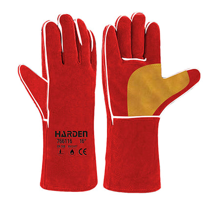 Guantes de soldadura en carnaza de 40cm de largo.