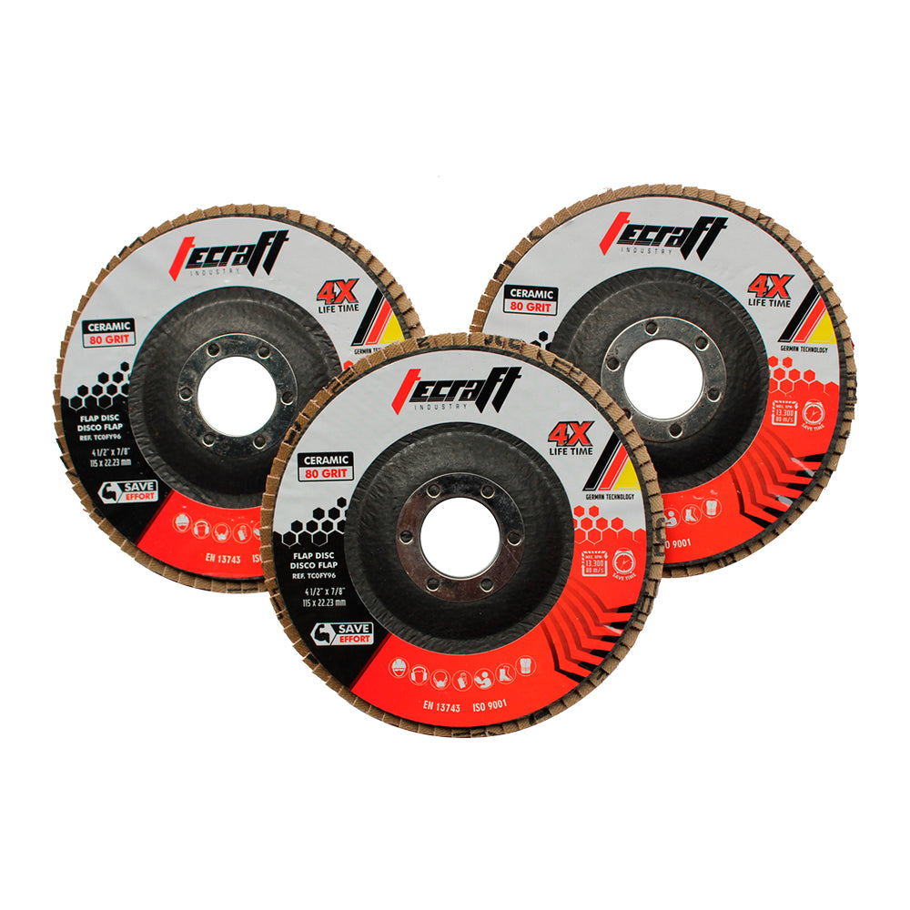 Disco flap 4.1/2" de cerámica grano 80