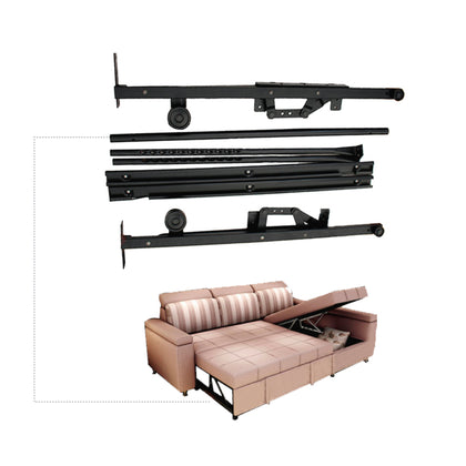 Herraje corredizo y de elevación para base de sofá-cama fabricado en acero laminado en caliente, mecanismo con riel deslizante para ahorrar espacio ajustable a cualquier sofá-cama.